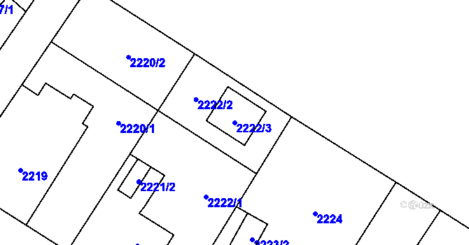 Parcela st. 2222/3 v KÚ Polanka nad Odrou, Katastrální mapa