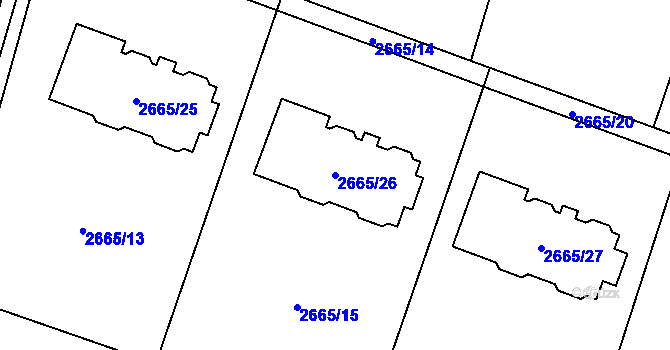 Parcela st. 2665/26 v KÚ Polanka nad Odrou, Katastrální mapa