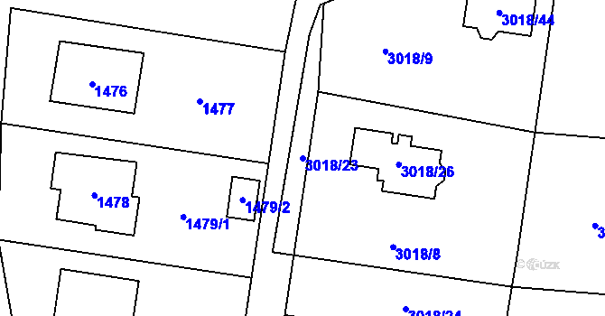 Parcela st. 3018/23 v KÚ Polanka nad Odrou, Katastrální mapa