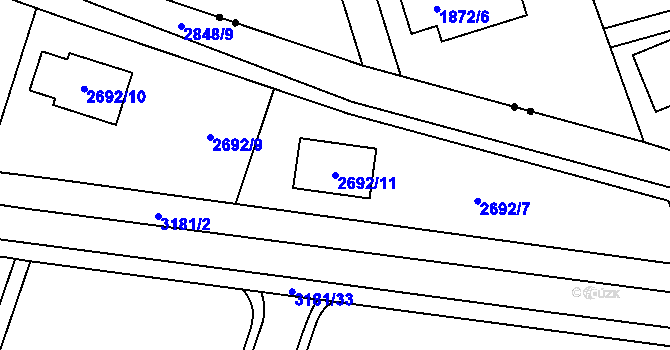 Parcela st. 2692/11 v KÚ Polanka nad Odrou, Katastrální mapa