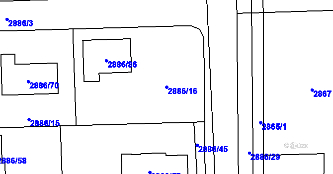 Parcela st. 2886/16 v KÚ Polanka nad Odrou, Katastrální mapa