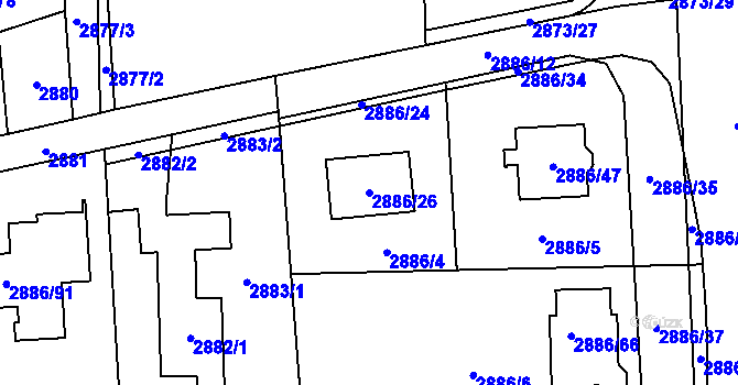 Parcela st. 2886/26 v KÚ Polanka nad Odrou, Katastrální mapa