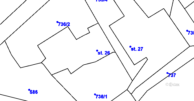 Parcela st. 26 v KÚ Mlýnec, Katastrální mapa