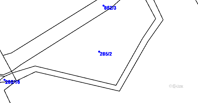 Parcela st. 285/2 v KÚ Mlýnec, Katastrální mapa