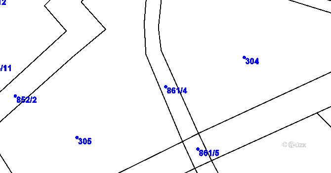 Parcela st. 861/4 v KÚ Mlýnec, Katastrální mapa