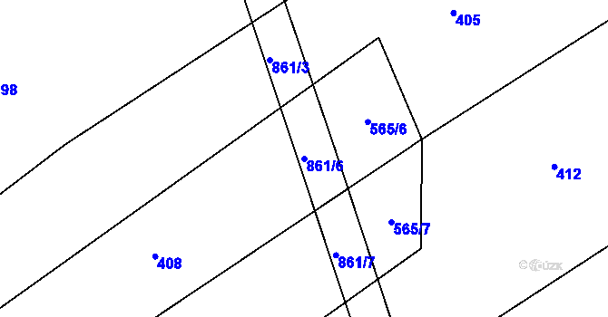 Parcela st. 861/6 v KÚ Mlýnec, Katastrální mapa