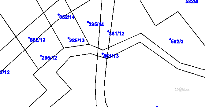 Parcela st. 861/13 v KÚ Mlýnec, Katastrální mapa