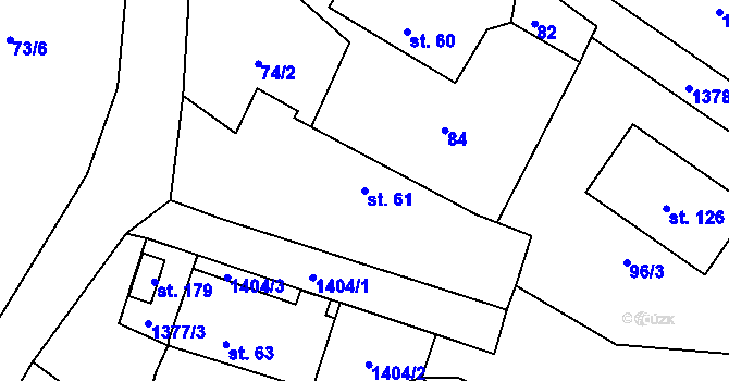 Parcela st. 61 v KÚ Poleň, Katastrální mapa