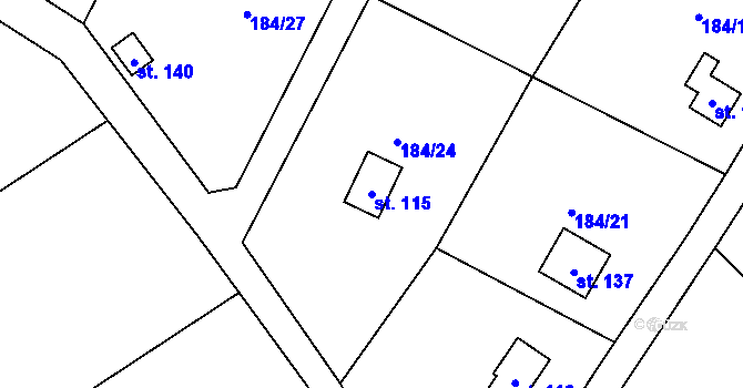 Parcela st. 115 v KÚ Poleň, Katastrální mapa