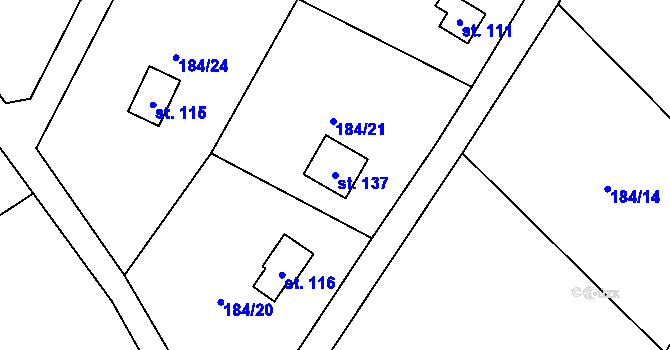 Parcela st. 137 v KÚ Poleň, Katastrální mapa