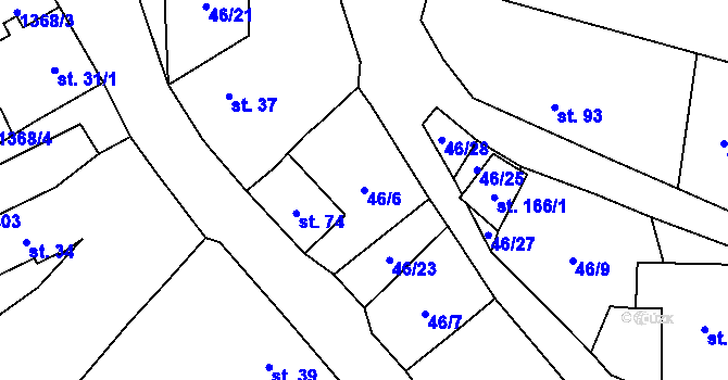 Parcela st. 46/6 v KÚ Poleň, Katastrální mapa