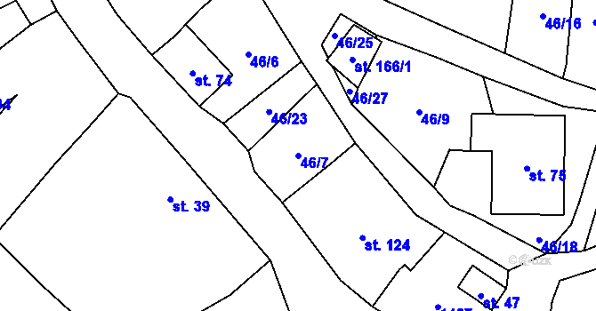 Parcela st. 46/7 v KÚ Poleň, Katastrální mapa