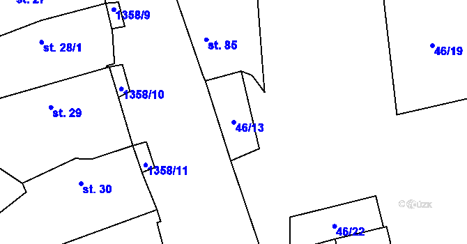 Parcela st. 46/13 v KÚ Poleň, Katastrální mapa
