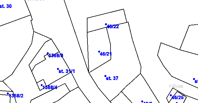 Parcela st. 46/21 v KÚ Poleň, Katastrální mapa