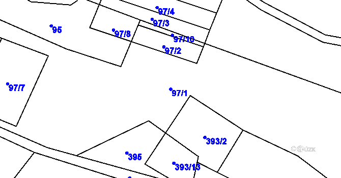 Parcela st. 97/1 v KÚ Poleň, Katastrální mapa