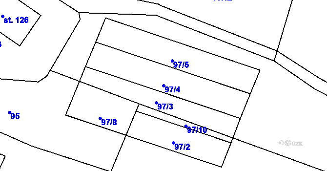 Parcela st. 97/4 v KÚ Poleň, Katastrální mapa