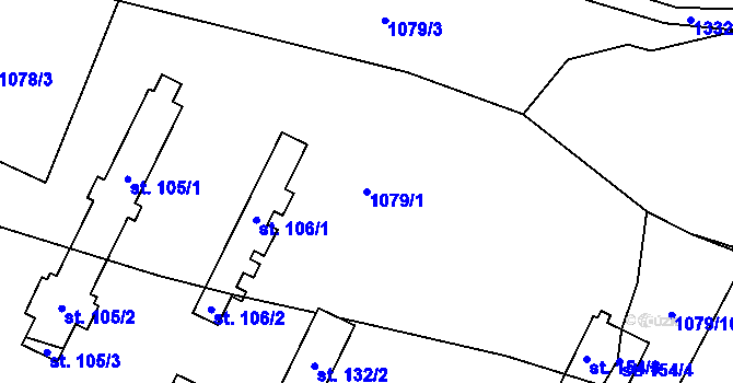 Parcela st. 1079/1 v KÚ Poleň, Katastrální mapa