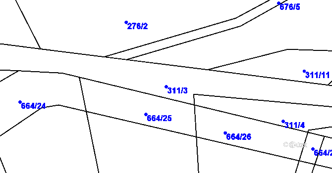 Parcela st. 311/3 v KÚ Zdeslav, Katastrální mapa