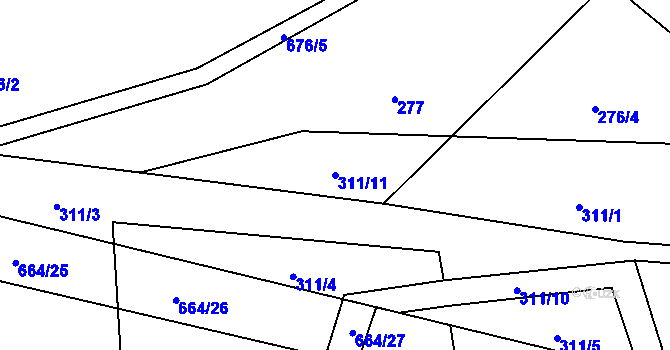 Parcela st. 311/11 v KÚ Zdeslav, Katastrální mapa
