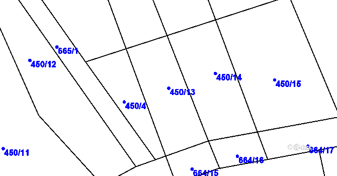 Parcela st. 450/13 v KÚ Zdeslav, Katastrální mapa