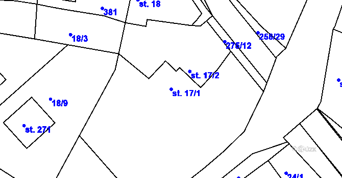 Parcela st. 17/1 v KÚ Polepy u Kolína, Katastrální mapa