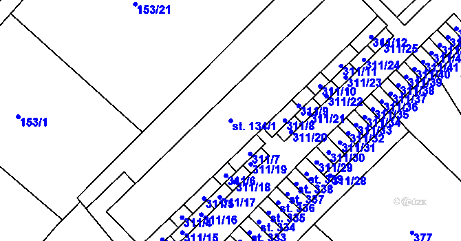 Parcela st. 134/1 v KÚ Polepy u Kolína, Katastrální mapa