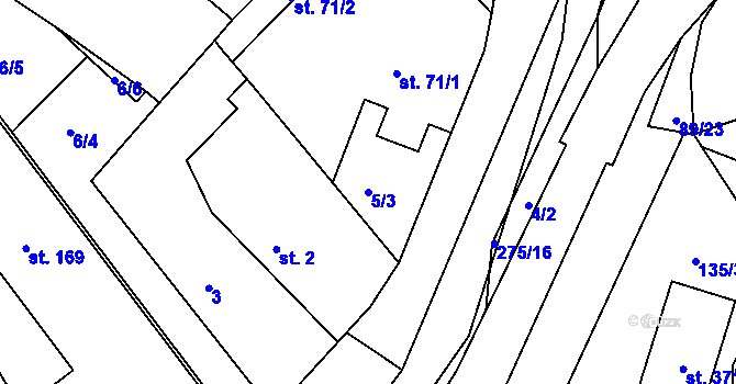 Parcela st. 5/3 v KÚ Polepy u Kolína, Katastrální mapa