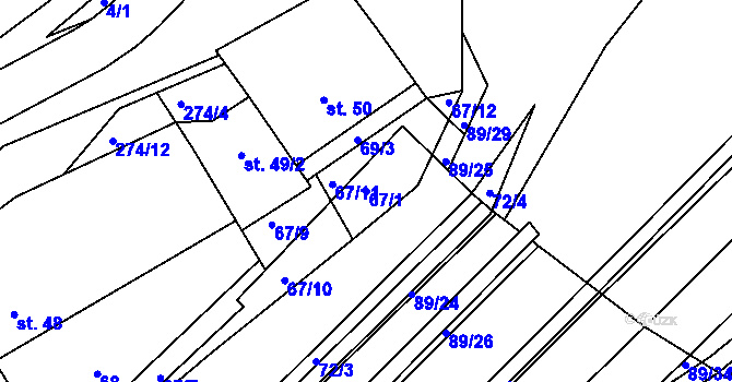 Parcela st. 67/1 v KÚ Polepy u Kolína, Katastrální mapa