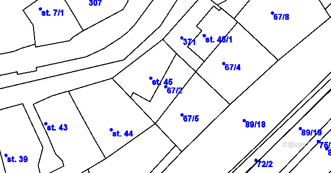 Parcela st. 67/2 v KÚ Polepy u Kolína, Katastrální mapa