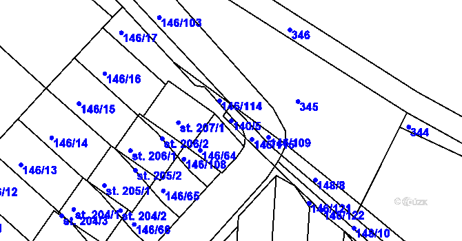 Parcela st. 140/5 v KÚ Polepy u Kolína, Katastrální mapa