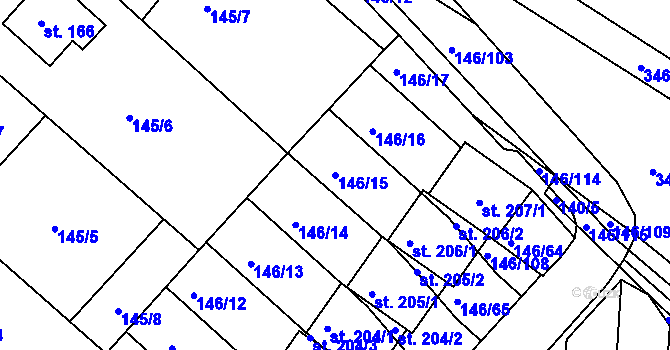 Parcela st. 146/15 v KÚ Polepy u Kolína, Katastrální mapa