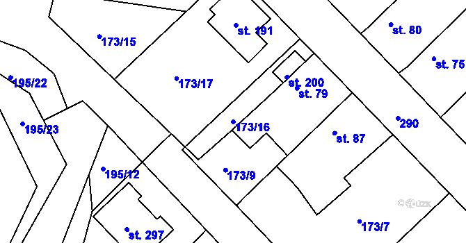 Parcela st. 173/16 v KÚ Polepy u Kolína, Katastrální mapa