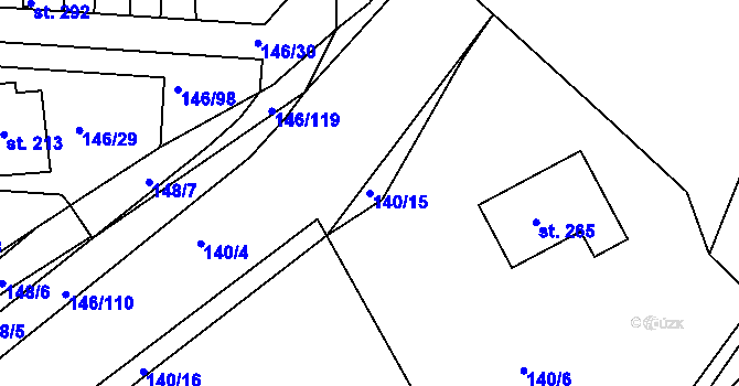 Parcela st. 140/15 v KÚ Polepy u Kolína, Katastrální mapa