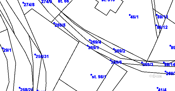 Parcela st. 269/1 v KÚ Polepy u Kolína, Katastrální mapa