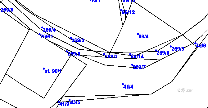 Parcela st. 269/3 v KÚ Polepy u Kolína, Katastrální mapa