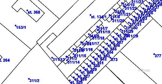 Parcela st. 311/5 v KÚ Polepy u Kolína, Katastrální mapa