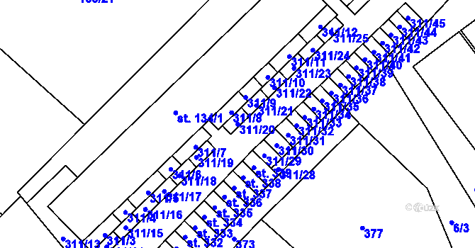 Parcela st. 311/20 v KÚ Polepy u Kolína, Katastrální mapa