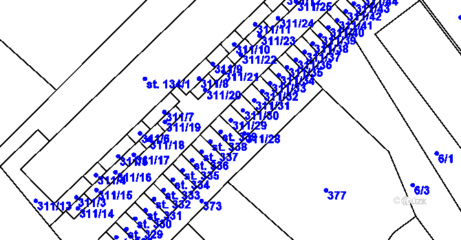 Parcela st. 311/29 v KÚ Polepy u Kolína, Katastrální mapa