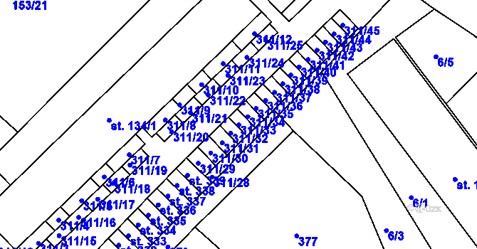 Parcela st. 311/33 v KÚ Polepy u Kolína, Katastrální mapa