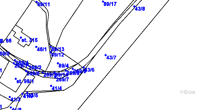Parcela st. 43/7 v KÚ Polepy u Kolína, Katastrální mapa