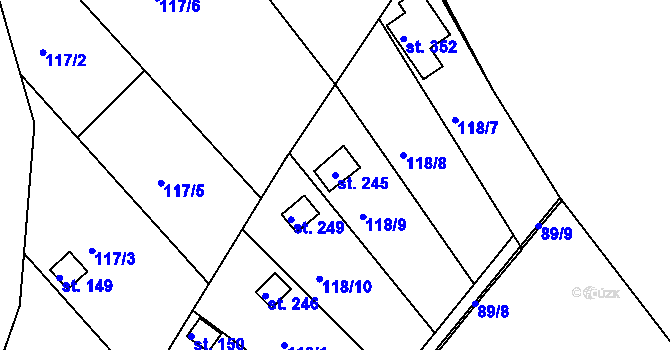 Parcela st. 245 v KÚ Polepy u Kolína, Katastrální mapa
