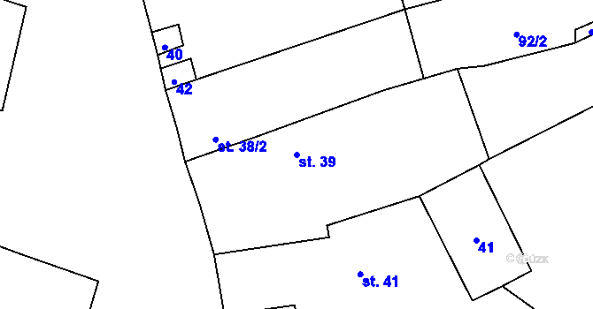 Parcela st. 39 v KÚ Hrušovany, Katastrální mapa
