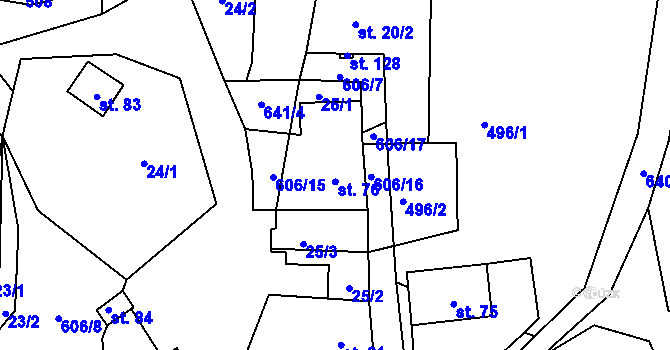 Parcela st. 76 v KÚ Hrušovany, Katastrální mapa