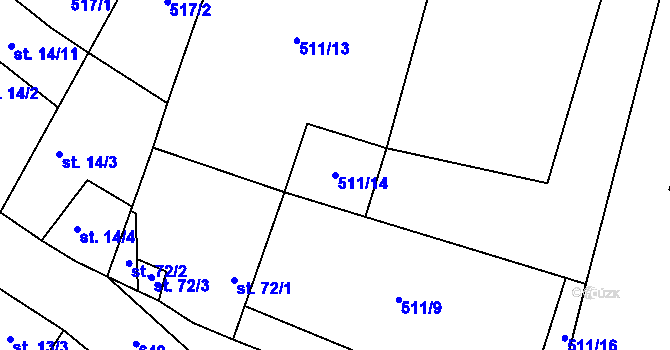 Parcela st. 511/14 v KÚ Hrušovany, Katastrální mapa