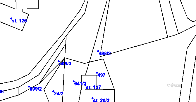 Parcela st. 498/2 v KÚ Hrušovany, Katastrální mapa