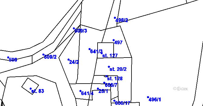 Parcela st. 127 v KÚ Hrušovany, Katastrální mapa
