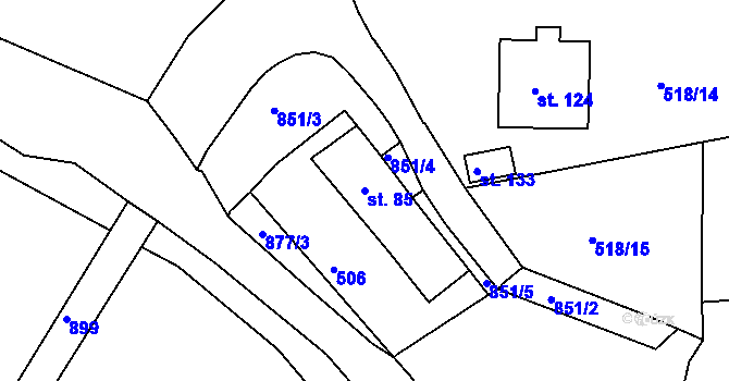 Parcela st. 85 v KÚ Okna u Polep, Katastrální mapa