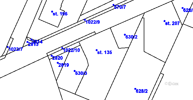 Parcela st. 135 v KÚ Polepy, Katastrální mapa