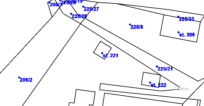 Parcela st. 221 v KÚ Polepy, Katastrální mapa