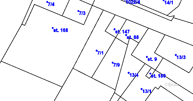 Parcela st. 7/1 v KÚ Polepy, Katastrální mapa